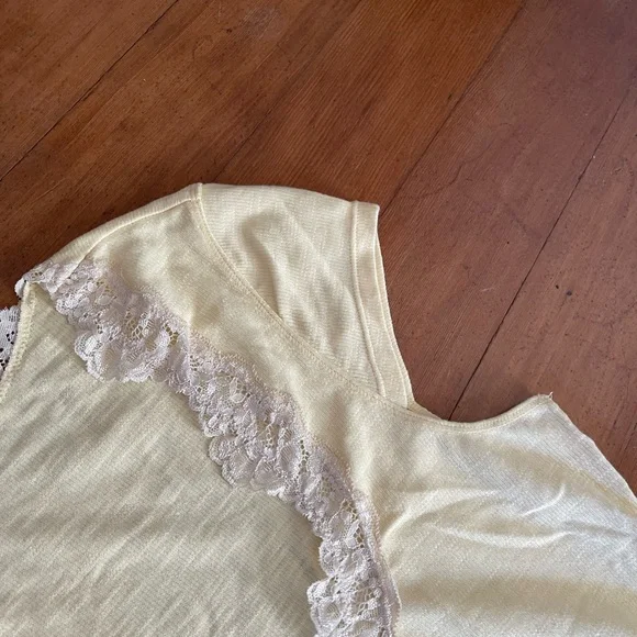 Free People Butter Yellow Lace Accent Top - Picture 4 of 6